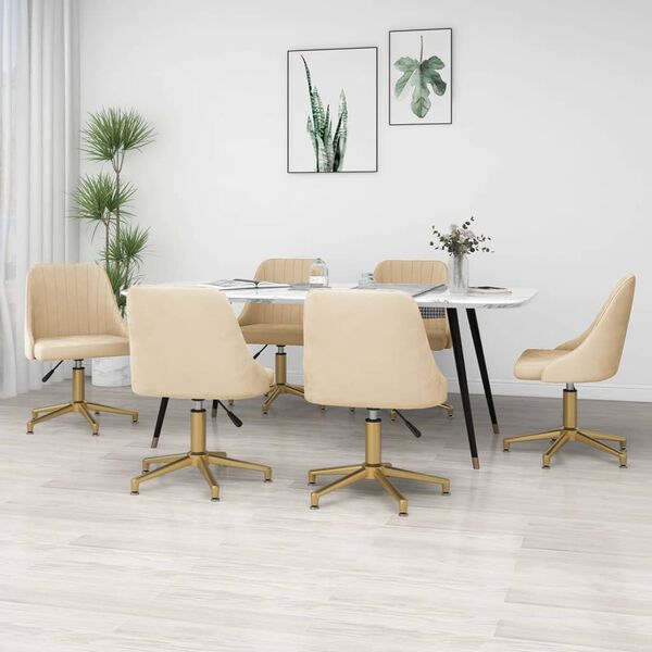 vidaXL Chaises pivotantes &agrave; manger lot de 6 cr&egrave;me velours