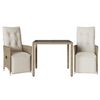 vidaXL Ensemble de bistro de jardin 3 pcs coussins beige poly rotin