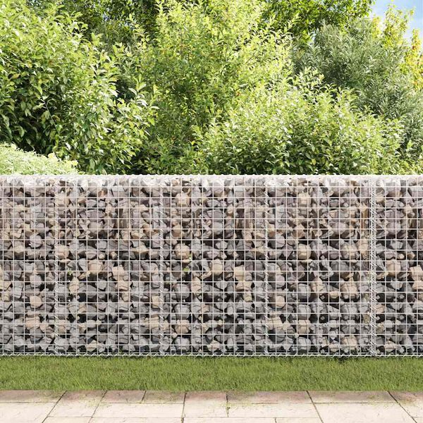 vidaXL Mur &agrave; gabion avec couvercles Acier galvanis&eacute; 200 x 20 x 85 cm