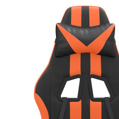 vidaXL Chaise de jeu pivotante repose-pied Noir et orange Similicuir
