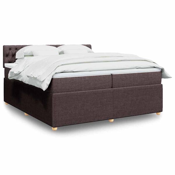 vidaXL Sommier &agrave; lattes de lit avec matelas Marron fonc&eacute; 200x200 cm
