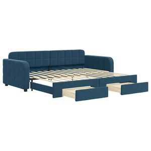 vidaXL Lit de jour avec gigogne et tiroirs sans matelas bleu 90x200 cm