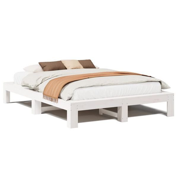 vidaXL Cadre de lit sans matelas blanc 160x200 cm bois de pin massif