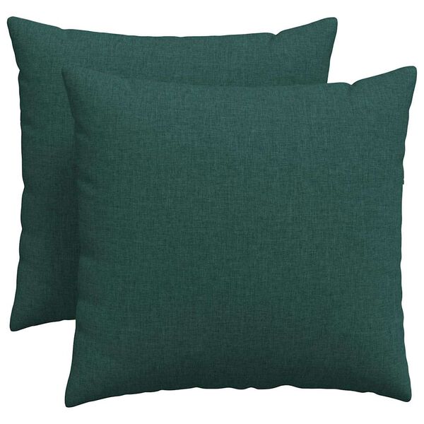 vidaXL Coussins de canap&eacute; 2 pcs Vert fonc&eacute; 50 x 50 cm tissu