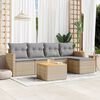 vidaXL Salon de jardin avec coussins 6pcs m&eacute;lange beige r&eacute;sine tress&eacute;e