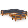 vidaXL Salon de jardin 9 pcs avec coussins gris fonc&eacute; Bois d'acacia