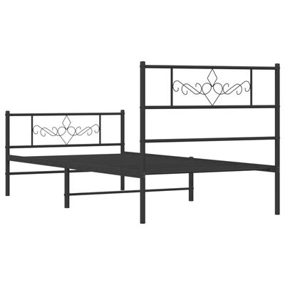 vidaXL Cadre de lit métal sans matelas avec pied de lit noir 75x190 cm