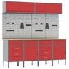 vidaXL Ensemble de placards de travail avec tiroir 10 pc Rouge