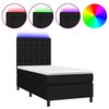 vidaXL Sommier &agrave; lattes de lit avec matelas et LED Noir 90x190cm Tissu