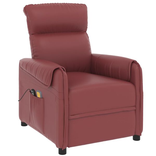 vidaXL Fauteuil de massage Rouge bordeaux Similicuir