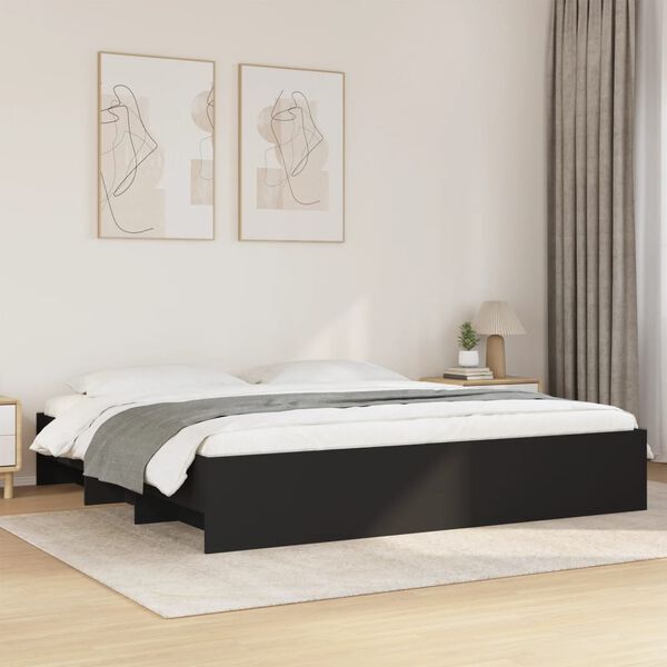 vidaXL Cadre de lit sans matelas noir 180x200 cm bois d'ing&eacute;nierie