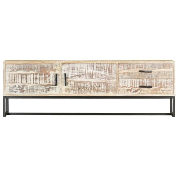 vidaXL Meuble TV Blanc 140 x 30 x 45 cm Bois d'acacia massif