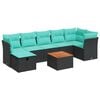 vidaXL Ensemble de canap&eacute; de jardin 8 pcs avec coussins noir r&eacute;sine tress&eacute;e