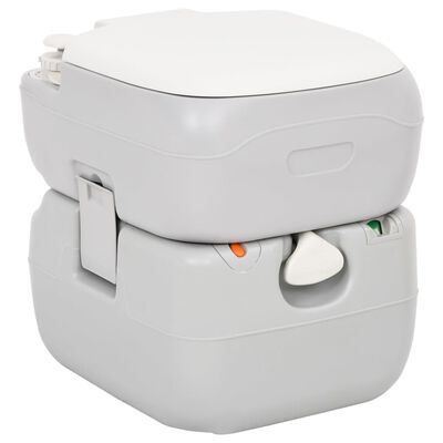 vidaXL Toilette de camping portable gris et blanc 22+12 L PEHD