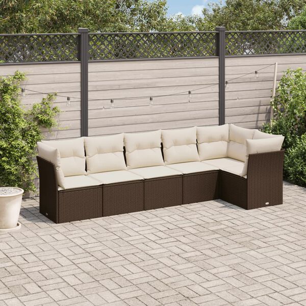 vidaXL Salon de jardin avec coussins 6 pcs marron r&eacute;sine tress&eacute;e