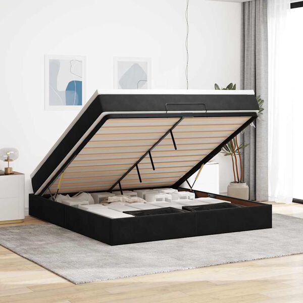 VidaXL Cadre de lit ottoman avec matelas noir 160x200 cm velours
