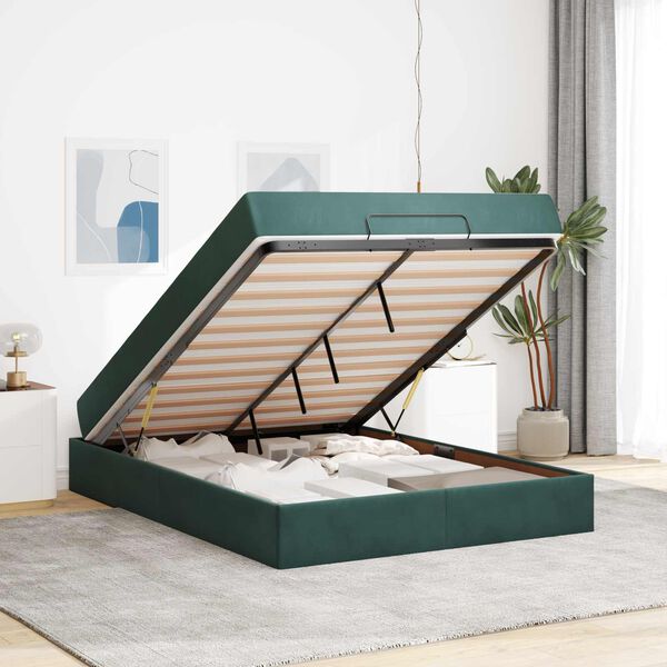 vidaXL Cadre de lit avec matelas avec matelas 2 pcs Vert Velours