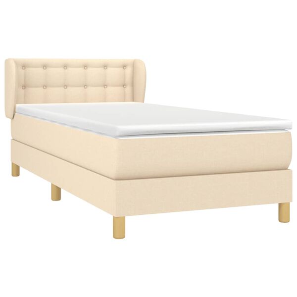 vidaXL Sommier &agrave; lattes de lit avec matelas Cr&egrave;me 100x200 cm Tissu