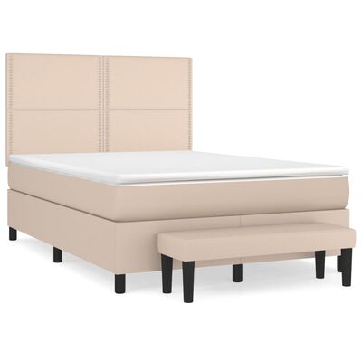 vidaXL Sommier à lattes de lit avec matelas Cappuccino 140x190 cm