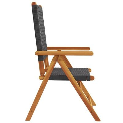 vidaXL Chaises de jardin lot de 2 noir bois massif d'acacia et rotin