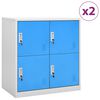 vidaXL Armoires &agrave; casiers 2 pcs Gris clair et bleu 90x45x92,5 cm Acier