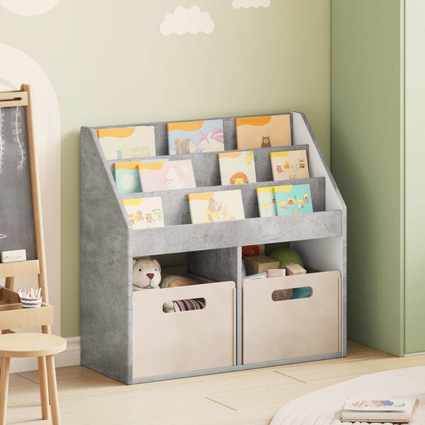 vidaXL Biblioth&egrave;que pour enfants Gris b&eacute;ton 72,5 x 29,5 x 69 cm