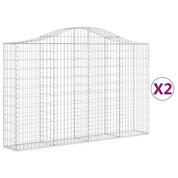 vidaXL Paniers &agrave; gabions arqu&eacute;s 2 pcs 200x30x120/140 cm Fer galvanis&eacute;