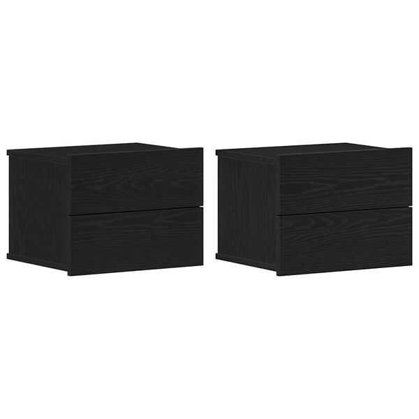 vidaXL Cabinet de chevet avec tiroir 2 pcs Ch&ecirc;ne noir 40 x 30 x 30 cm