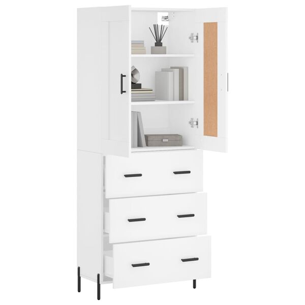 vidaXL Buffet haut Blanc 69,5x34x180 cm Bois d'ing&eacute;nierie