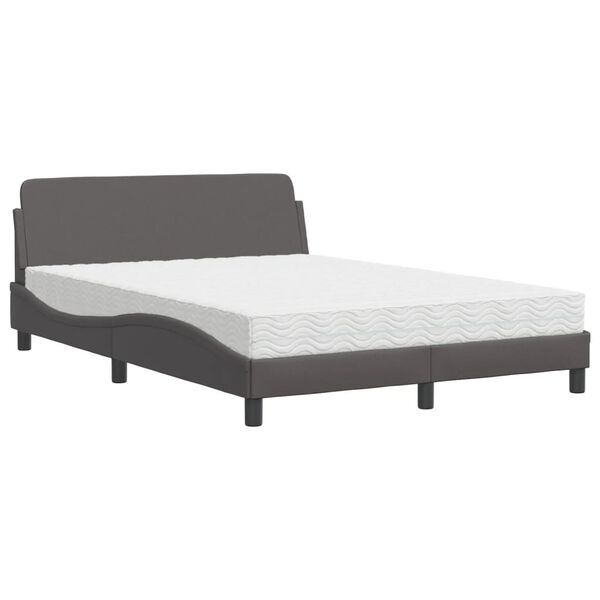 vidaXL Lit avec matelas Dover gris 120x200 cm similicuir
