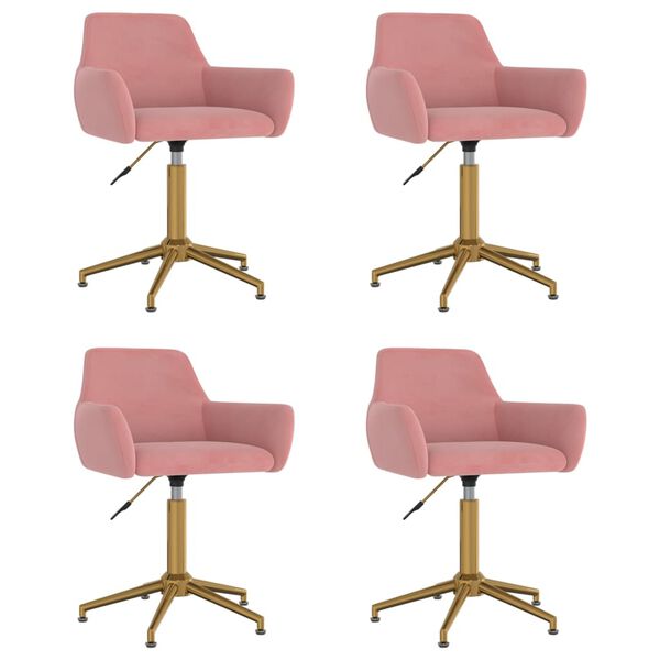 vidaXL Chaises &agrave; manger pivotantes lot de 4 Rose Velours