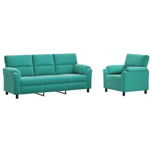vidaXL Ensemble de Canap&eacute;s 2 pcs Turquoise Velours