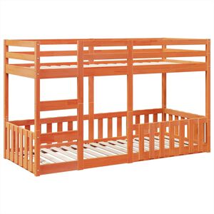 vidaXL Lit superpos&eacute; cire marron 90x200 cm bois de pin massif