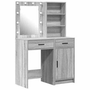 vidaXL Ensemble de table de maquillage avec LED 2 pc Gris Sonoma