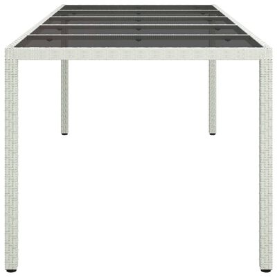 vidaXL Table de jardin blanc 250x100x75 cm résine tressée verre trempé
