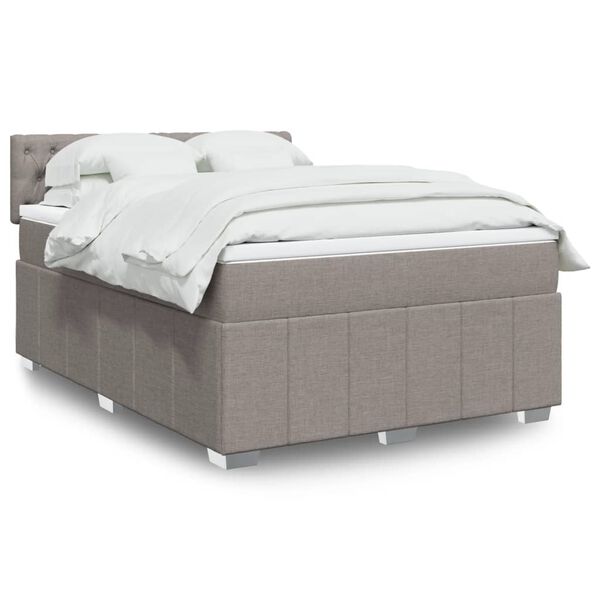 vidaXL Sommier &agrave; lattes de lit avec matelas Taupe 140x200 cm Tissu