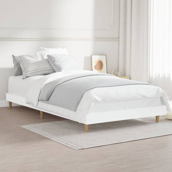 vidaXL Cadre de lit sans matelas blanc 90x190 cm bois d'ingénierie