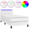 vidaXL Sommier &agrave; lattes de lit avec matelas et LED Blanc 80x200 cm