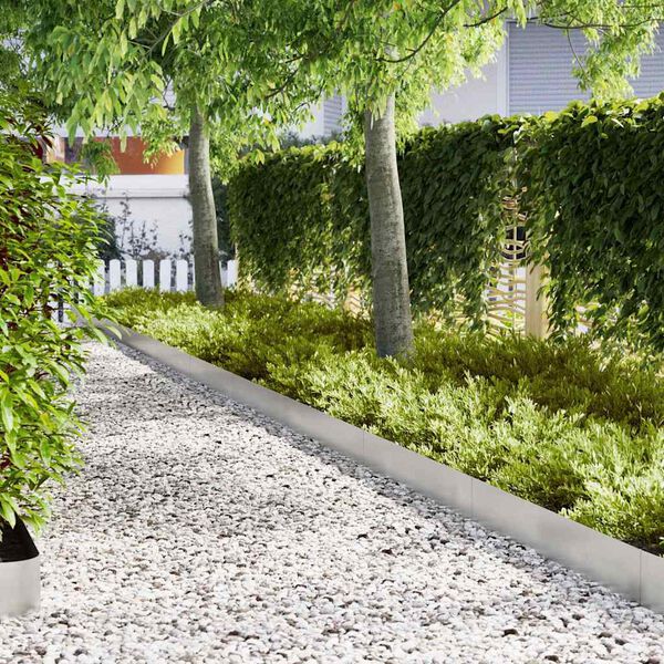vidaXL Bordure de Pelouse 10 pcs Argent 100 x 0.05 x 20 cm