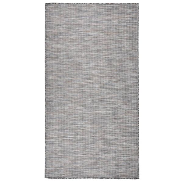 vidaXL Tapis à tissage plat d'extérieur 80x150 cm Marron et bleu