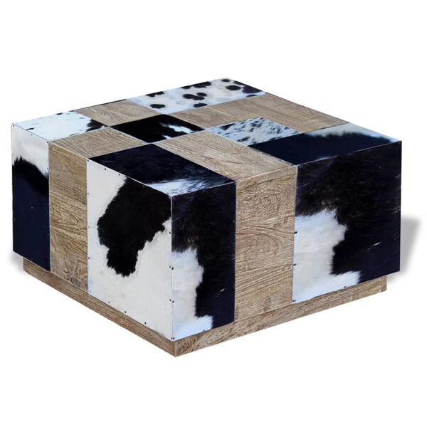 vidaXL Table basse Cuir de vache 60x60x36 cm