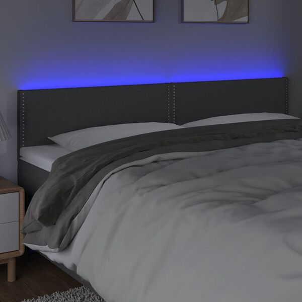 vidaXL T&ecirc;te de lit &agrave; LED Gris fonc&eacute; 160x5x78/88 cm Tissu
