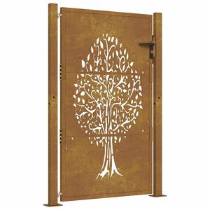 vidaXL Portail de jardin 100x125 cm en acier Corten avec motif arbre