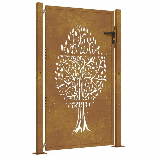vidaXL Portail de jardin 100x125 cm en acier Corten avec motif arbre