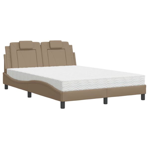 vidaXL Lit Viana avec matelas cappuccino 140x190 cm similicuir