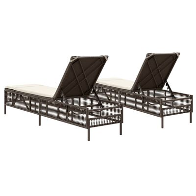 vidaXL Chaises longues avec coussins lot de 2 marron résine tressée