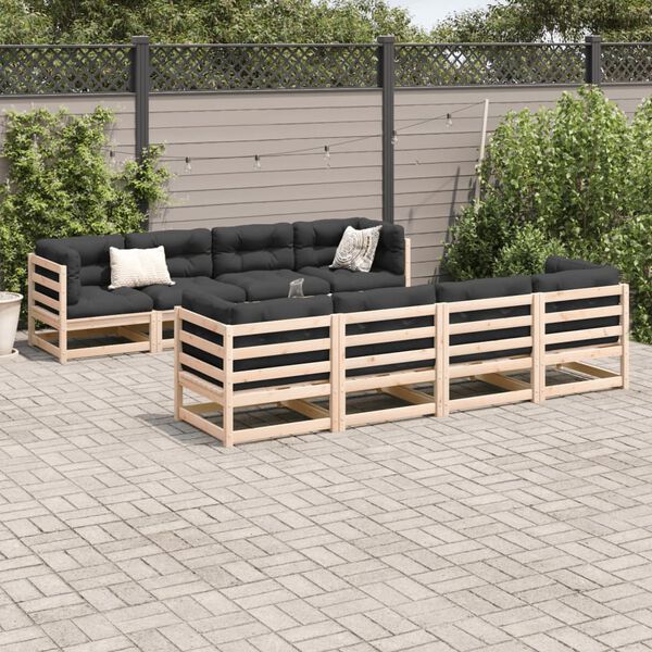 vidaXL Salon de jardin 9 pcs avec coussins bois de pin massif
