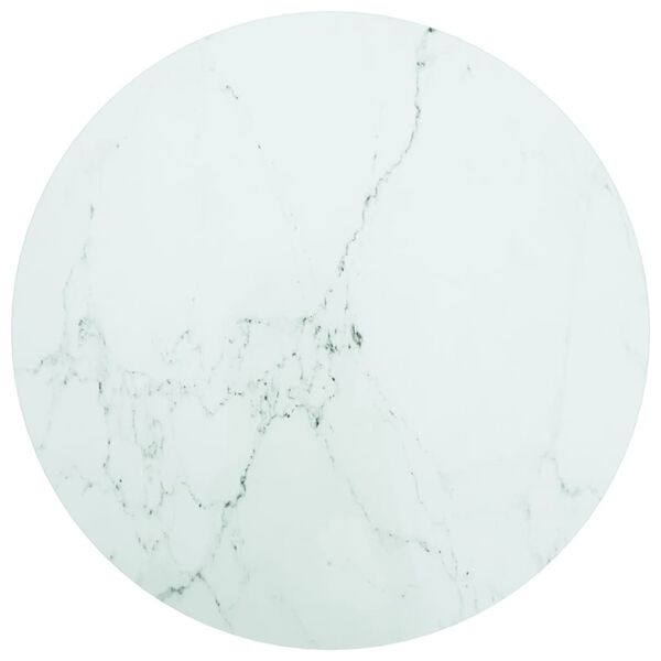 vidaXL Dessus de table blanc &Oslash;60x0,8cm verre tremp&eacute; avec design marbre