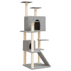 vidaXL Arbre &agrave; chat avec griffoirs en sisal Gris clair 153 cm