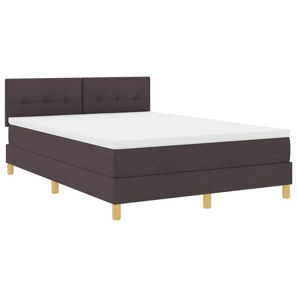 vidaXL Lit à ressorts avec matelas Marron foncé 160 x 200 cm tissu